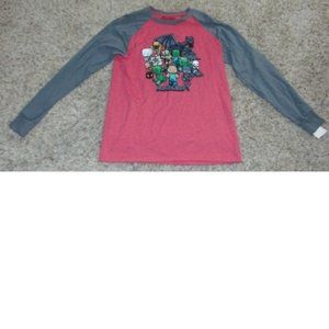 Boys Minecraft Shirt XL Red Gray Mojang Long Sleeve Crew Tee Tagless